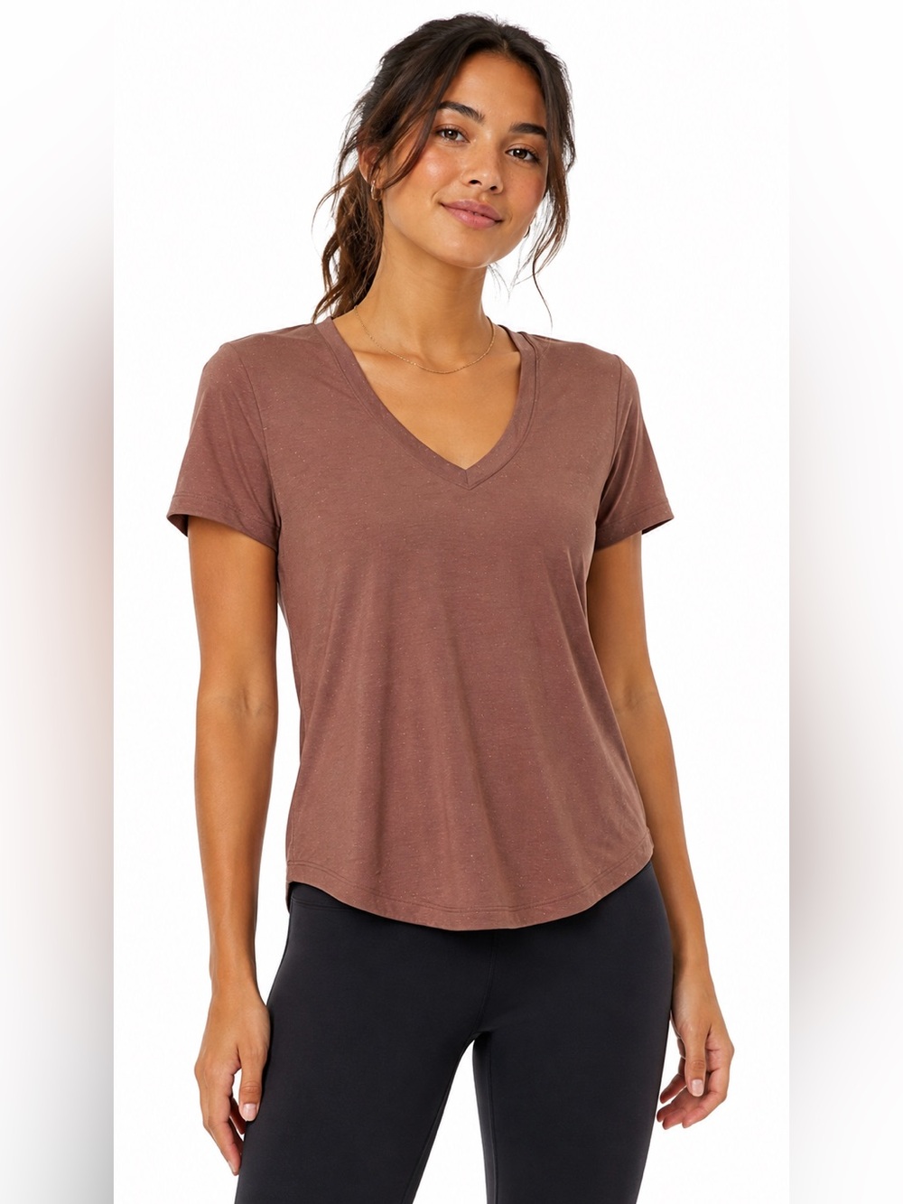 Lululemon Love Tee Short Sleeve V-Neck *Slub Spiced Chai / White